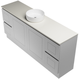 Nevada Classic Vanity 1800mm Centre White Gloss Above Counter Basin SilkSurface Top Floor standing (NVC-V-1800-C-SSA-F)