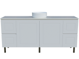Nevada Classic Vanity 1800mm Centre White Gloss Above Counter Basin SilkSurface Top On Legs (NVC-V-1800-C-SSA-L)