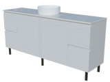 Nevada Classic Vanity 1800mm Centre White Gloss Above Counter Basin SilkSurface Top On Legs (NVC-V-1800-C-SSA-L)