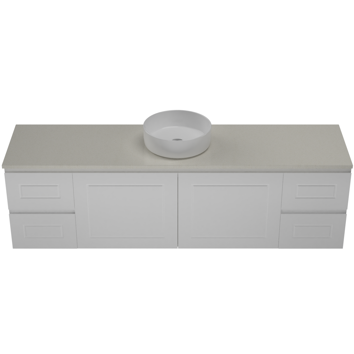 Nevada Classic Vanity 1800mm Centre White Gloss Above Counter Basin SilkSurface Top Wall hung (NVC-V-1800-C-SSA-W)