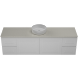 Nevada Classic Vanity 1800mm Centre White Gloss Above Counter Basin SilkSurface Top Wall hung (NVC-V-1800-C-SSA-W)