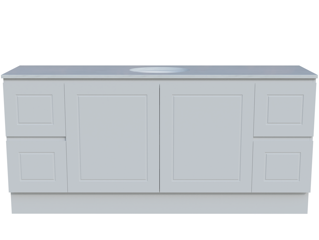 Nevada Classic Vanity 1800mm Centre White Gloss Under Counter Basin SilkSurface Top Floor standing (NVC-V-1800-C-SSU-F)
