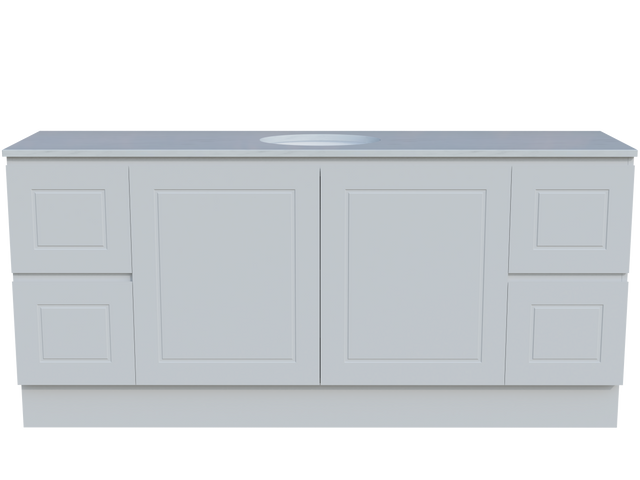 Nevada Classic Vanity 1800mm Centre White Gloss Under Counter Basin SilkSurface Top Floor standing (NVC-V-1800-C-SSU-F)