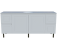 Nevada Classic Vanity 1800mm Centre White Gloss Under Counter Basin SilkSurface Top On Legs (NVC-V-1800-C-SSU-L)