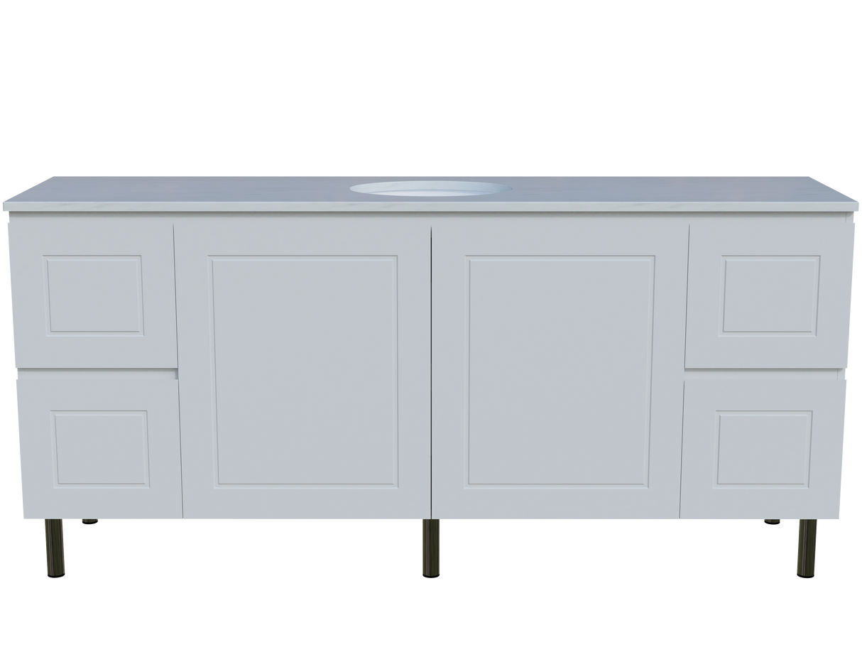 Nevada Classic Vanity 1800mm Centre White Gloss Under Counter Basin SilkSurface Top On Legs (NVC-V-1800-C-SSU-L)