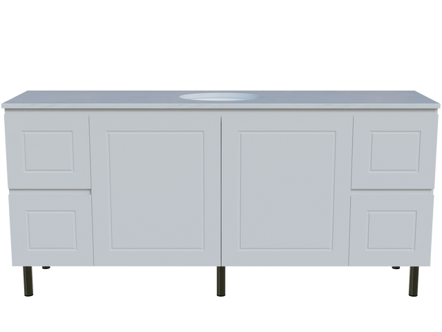 Nevada Classic Vanity 1800mm Centre White Gloss Under Counter Basin SilkSurface Top On Legs (NVC-V-1800-C-SSU-L)