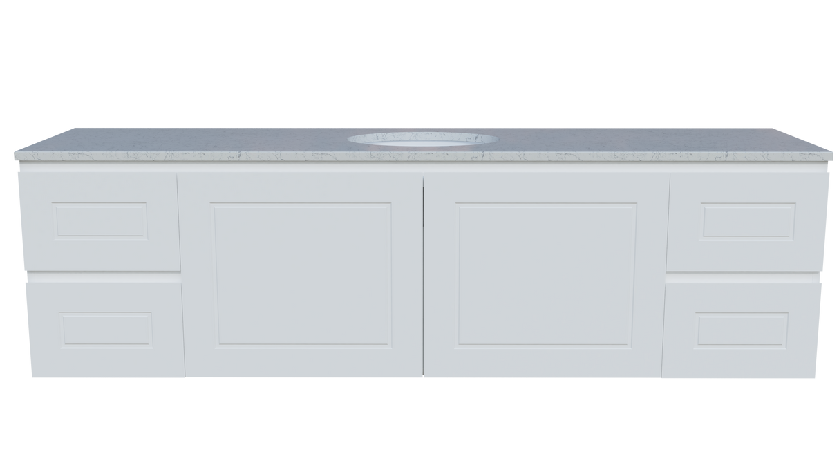 Nevada Classic Vanity 1800mm Centre White Gloss Under Counter Basin SilkSurface Top Wall hung (NVC-V-1800-C-SSU-W)