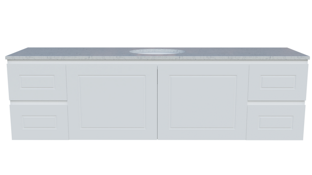 Nevada Classic Vanity 1800mm Centre White Gloss Under Counter Basin SilkSurface Top Wall hung (NVC-V-1800-C-SSU-W)