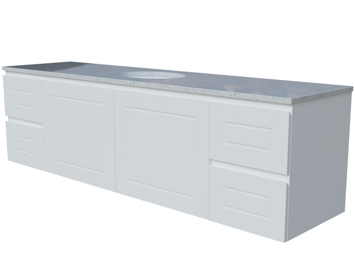 Nevada Classic Vanity 1800mm Centre White Gloss Under Counter Basin SilkSurface Top Wall hung (NVC-V-1800-C-SSU-W)