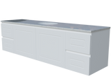 Nevada Classic Vanity 1800mm Centre White Gloss Under Counter Basin SilkSurface Top Wall hung (NVC-V-1800-C-SSU-W)
