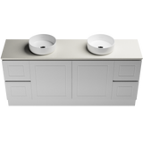 Nevada Classic Vanity 1800mm Double White Gloss Above Counter Basins SilkSurface Top Floor standing (NVC-V-1800-D-SSA-F)