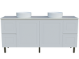 Nevada Classic Vanity 1800mm Double White Gloss Above Counter Basins SilkSurface Top On Legs (NVC-V-1800-D-SSA-L)