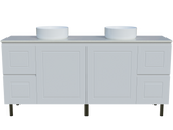 Nevada Classic Vanity 1800mm Double White Gloss Above Counter Basins SilkSurface Top On Legs (NVC-V-1800-D-SSA-L)