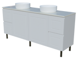 Nevada Classic Vanity 1800mm Double White Gloss Above Counter Basins SilkSurface Top On Legs (NVC-V-1800-D-SSA-L)