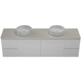 Nevada Classic Vanity 1800mm Double White Gloss Above Counter Basins SilkSurface Top Wall hung (NVC-V-1800-D-SSA-W)