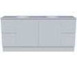 Nevada Classic Vanity 1800mm Double White Gloss Under Counter Basins SilkSurface Top Floor standing (NVC-V-1800-D-SSU-F)