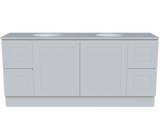 Nevada Classic Vanity 1800mm Double White Gloss Under Counter Basins SilkSurface Top Floor standing (NVC-V-1800-D-SSU-F)