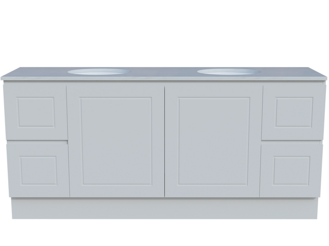 Nevada Classic Vanity 1800mm Double White Gloss Under Counter Basins SilkSurface Top Floor standing (NVC-V-1800-D-SSU-F)