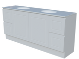 Nevada Classic Vanity 1800mm Double White Gloss Under Counter Basins SilkSurface Top Floor standing (NVC-V-1800-D-SSU-F)
