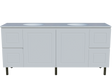 Nevada Classic Vanity 1800mm Double White Gloss Under Counter Basins SilkSurface Top On Legs (NVC-V-1800-D-SSU-L)