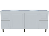 Nevada Classic Vanity 1800mm Double White Gloss Under Counter Basins SilkSurface Top On Legs (NVC-V-1800-D-SSU-L)
