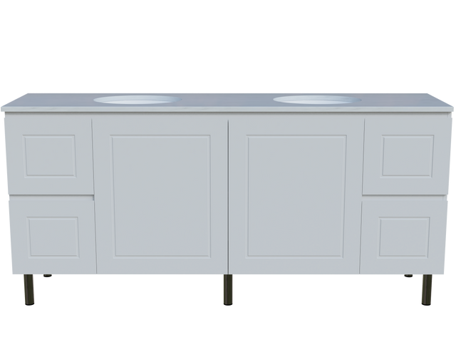 Nevada Classic Vanity 1800mm Double White Gloss Under Counter Basins SilkSurface Top On Legs (NVC-V-1800-D-SSU-L)