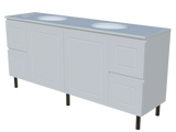 Nevada Classic Vanity 1800mm Double White Gloss Under Counter Basins SilkSurface Top On Legs (NVC-V-1800-D-SSU-L)