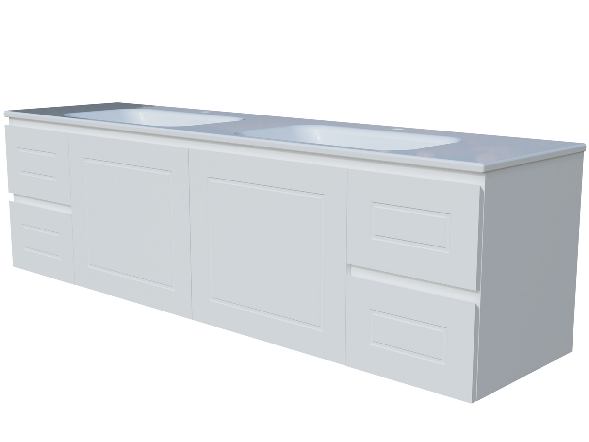 Nevada Classic Vanity 1800mm Double Bowl Stadium Top Wall hung (NVC-V-1800-D-STD-W)
