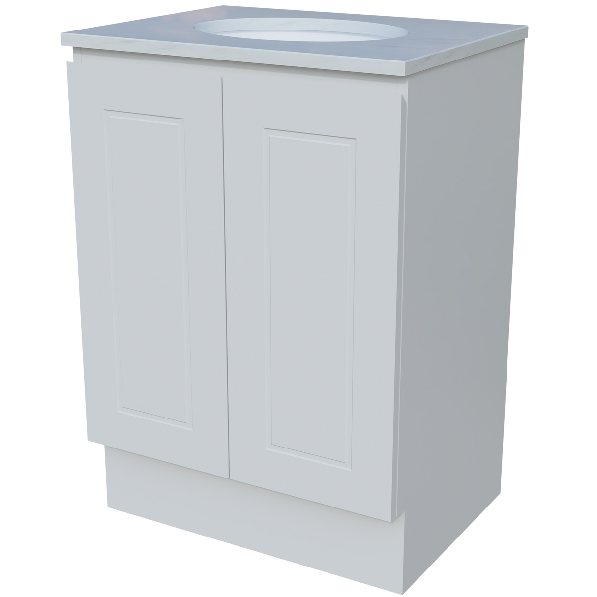 Nevada Classic Vanity 600mm Centre White Gloss Under Counter Basin SilkSurface Top Floor standing (NVC-V-600-C-SSU-F)