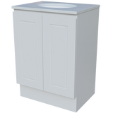 Nevada Classic Vanity 600mm Centre White Gloss Under Counter Basin SilkSurface Top Floor standing (NVC-V-600-C-SSU-F)