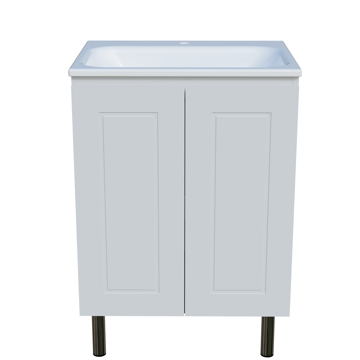 Nevada Classic Vanity 600mm Centre Bowl Stadium Top On Legs (NVC-V-600-C-STD-L)