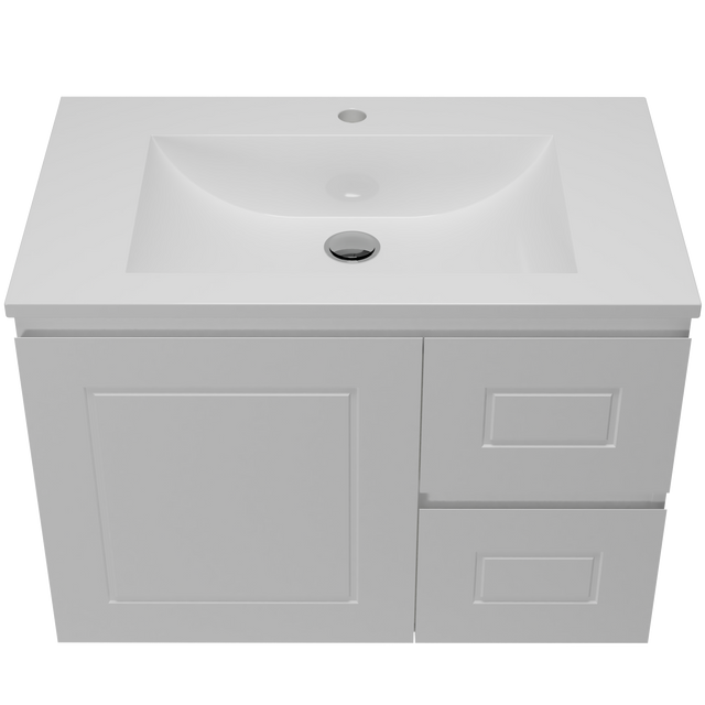 Nevada Classic Vanity 750mm Centre Bowl Regal Top Wall hung (NVC-V-750-C-REG-W)