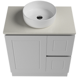Nevada Classic Vanity 750mm Centre White Gloss Above Counter Basin SilkSurface Top Floor standing (NVC-V-750-C-SSA-F)