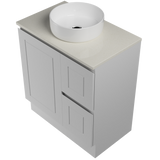 Nevada Classic Vanity 750mm Centre White Gloss Above Counter Basin SilkSurface Top Floor standing (NVC-V-750-C-SSA-F)