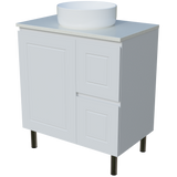 Nevada Classic Vanity 750mm Centre White Gloss Above Counter Basin SilkSurface Top On Legs (NVC-V-750-C-SSA-L)