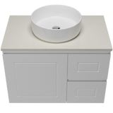 Nevada Classic Vanity 750mm Centre White Gloss Above Counter Basin SilkSurface Top Wall hung (NVC-V-750-C-SSA-W)