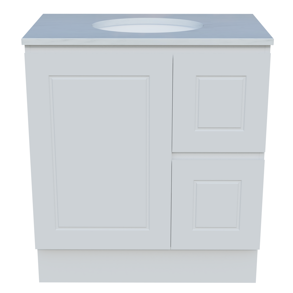 Nevada Classic Vanity 750mm Centre White Gloss Under Counter Basin SilkSurface Top Floor standing (NVC-V-750-C-SSU-F)