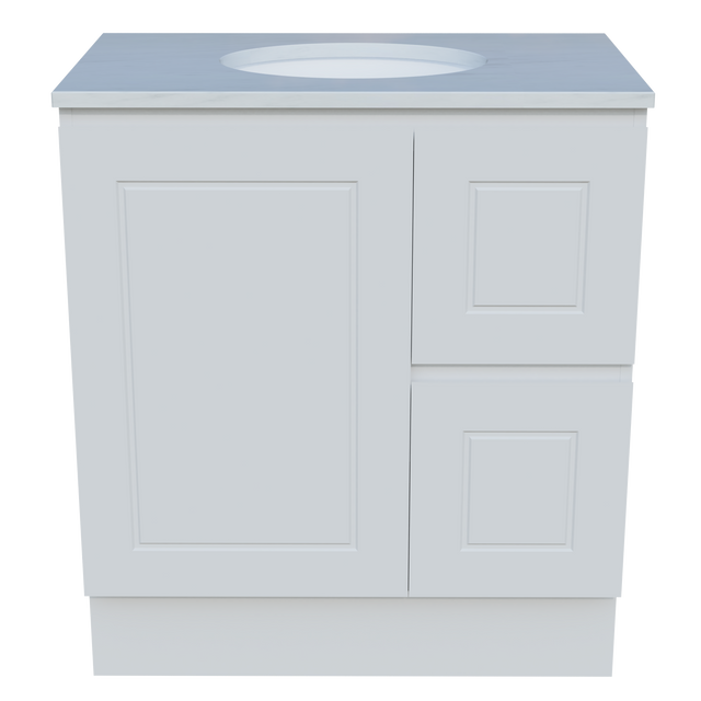 Nevada Classic Vanity 750mm Centre White Gloss Under Counter Basin SilkSurface Top Floor standing (NVC-V-750-C-SSU-F)