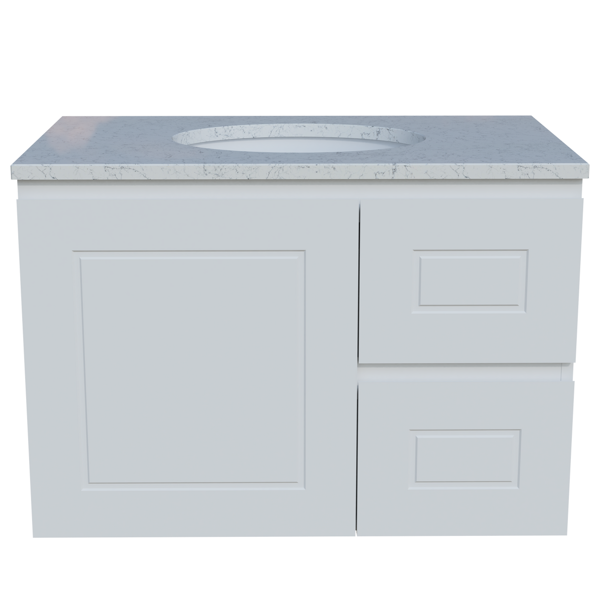Nevada Classic Vanity 750mm Centre White Gloss Under Counter Basin SilkSurface Top Wall hung (NVC-V-750-C-SSU-W)