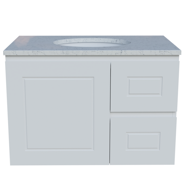 Nevada Classic Vanity 750mm Centre White Gloss Under Counter Basin SilkSurface Top Wall hung (NVC-V-750-C-SSU-W)
