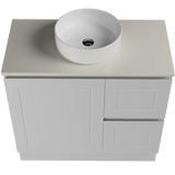 Nevada Classic Vanity 900mm Centre White Gloss Above Counter Basin SilkSurface Top Floor standing (NVC-V-900-C-SSA-F)