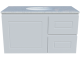 Nevada Classic Vanity 900mm Centre White Gloss Under Counter Basin SilkSurface Top Wall hung (NVC-V-900-C-SSU-W)