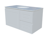 Nevada Classic Vanity 900mm Centre White Gloss Under Counter Basin SilkSurface Top Wall hung (NVC-V-900-C-SSU-W)