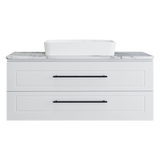 Nevada Plus Classic Vanity 1200mm Centre White Gloss Above Counter Basin SilkSurface Top Wall hung (NVPC-V-1200-C-SSA-W)