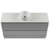 Nevada Plus Classic Vanity 1500mm Centre White Gloss Above Counter Basin SilkSurface Top Floor standing (NVPC-V-1500-C-SSA-F)