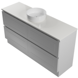 Nevada Plus Classic Vanity 1500mm Centre White Gloss Above Counter Basin SilkSurface Top Floor standing (NVPC-V-1500-C-SSA-F)