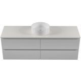Nevada Plus Classic Vanity 1500mm Centre White Gloss Above Counter Basin SilkSurface Top Wall hung (NVPC-V-1500-C-SSA-W)