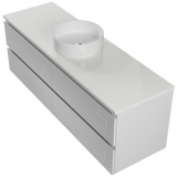 Nevada Plus Classic Vanity 1500mm Centre White Gloss Above Counter Basin SilkSurface Top Wall hung (NVPC-V-1500-C-SSA-W)