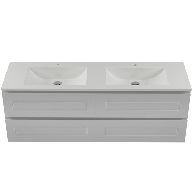 Nevada Plus Classic Vanity 1500mm Double Bowl Regal Top Wall hung (NVPC-V-1500-D-REG-W)