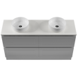 Nevada Plus Classic Vanity 1500mm Double White Gloss Above Counter Basins SilkSurface Top Floor standing (NVPC-V-1500-D-SSA-F)